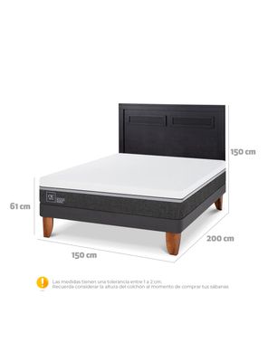 Imagen 2 del producto Cama Europea Ortopedic Advance 2 Plazas + Respaldo Milán Negro