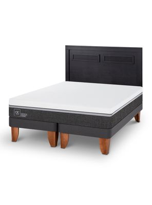 Cama Europea Ortopedic Advance 2 Plazas Base Dividida + Respaldo Milán Negro