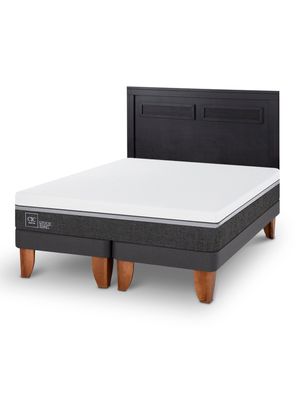 Cama Europea Ortopedic Advance King + Respaldo Milán Negro