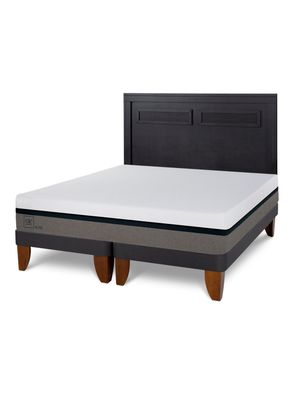 Cama Europea Balance 2 Plazas Base Dividida + Respaldo Milan Negro