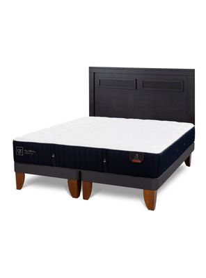 Cama Europea Premium 2 Plazas Base Dividida + Respaldo Milán Negro