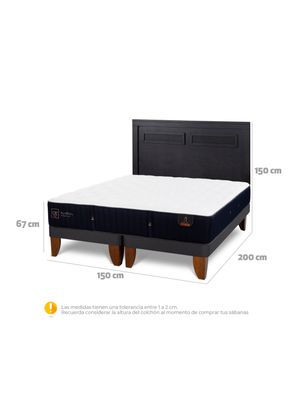 Imagen 2 del producto Cama Europea Premium 2 Plazas Base Dividida + Respaldo Milán Negro