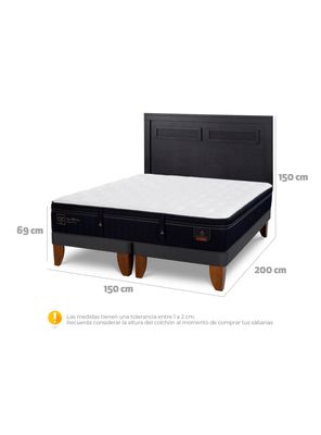 Imagen 2 del producto Cama Europea Super Premium 2 Plazas Base Dividida + Respaldo Milán Negro