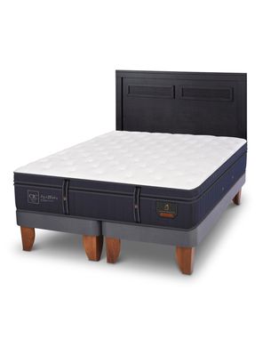 Cama Europea Grand Premium King + Respaldo Milán Negro