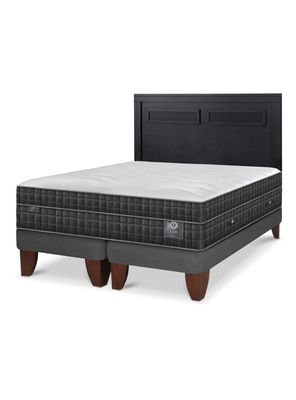 Cama Europea Lux 2 Plazas Base Dividida + Respaldo Milán Negro