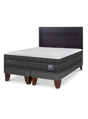 Cama Europea Lux King + Respaldo Milán Negro