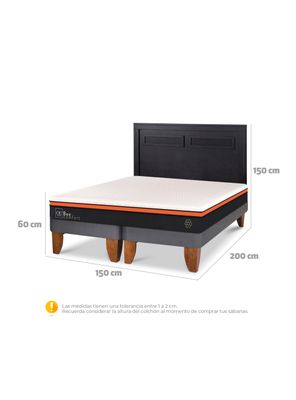 Imagen 2 del producto Cama Europea Bee Comfort 2 Plazas Base Dividida + Respaldo Milán Negro
