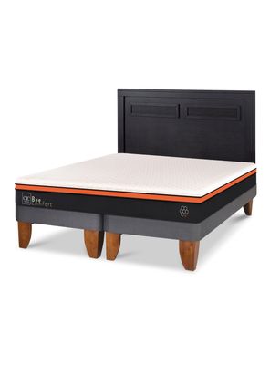 Cama Europea Bee Comfort King + Respaldo Milán Negro