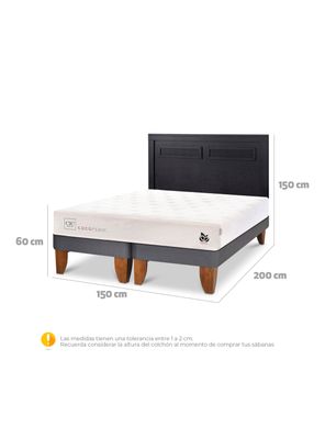 Imagen 2 del producto Cama Europea Cocopedic 2 Plazas Base Dividida + Respaldo Milán Negro