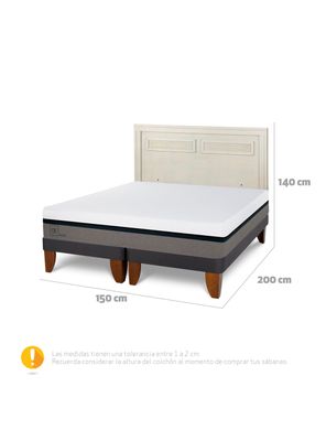 Imagen 2 del producto Cama Europea Balance 2 Plazas Base Dividida + Respaldo Milán Alpino
