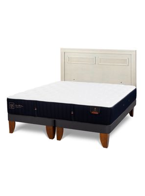 Cama Europea Premium 2 Plazas Base Dividida + Respaldo Milán Alpino