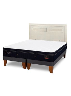 Cama Europea Super Premium 2 Plazas Base Dividida + Respaldo Milán Alpino
