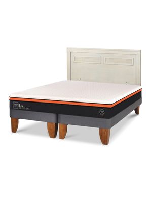 Cama Europea Bee Comfort King + Respaldo Milán Alpino
