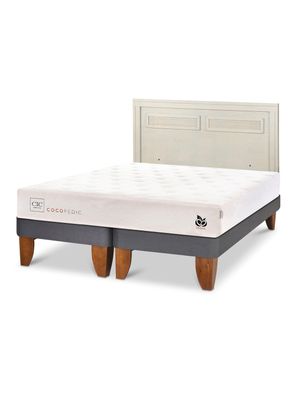 Cama Europea Cocopedic 2 Plazas Base Dividida + Respaldo Milán Alpino