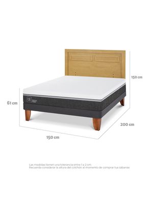 Imagen 2 del producto Cama Europea Ortopedic Advance 2 Plazas + Respaldo Milán Mostaza