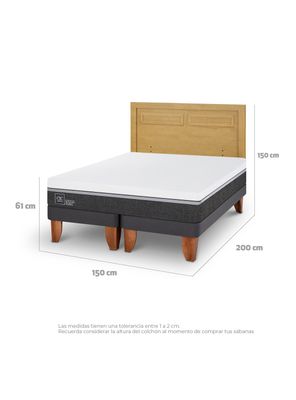 Imagen 2 del producto Cama Europea Ortopedic Advance 2 Plazas Base Dividida + Respaldo Milán Mostaza