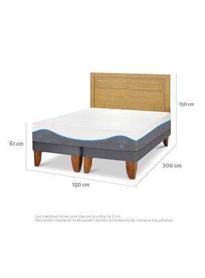 Imagen 2 del producto Cama Europea Alaska 2 Plazas Base Dividida + Respaldo Milán Mostaza
