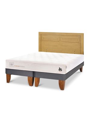 Cama Europea Cocopedic King + Respaldo Milán Mostaza