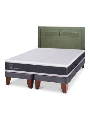 Cama Europea Ortopedic 2 Plazas Base Dividida + Respaldo Milán Olivo