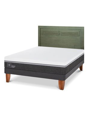 Cama Europea Ortopedic Advance 2 Plazas + Respaldo Milán Olivo