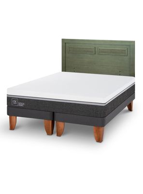 Cama Europea Ortopedic Advance 2 Plazas Base Dividida + Respaldo Milán Olivo