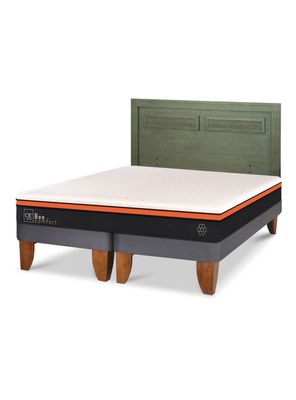 Cama Europea Bee Comfort 2 Plazas Base Dividida + Respaldo Milán Olivo