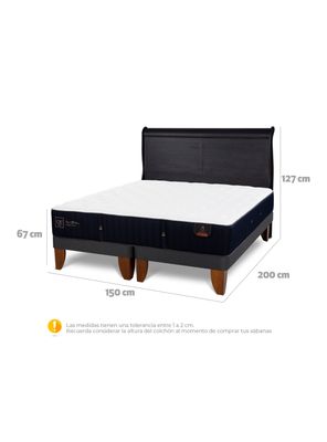 Imagen 2 del producto Cama Europea Premium 2 Plazas Base Dividida + Respaldo Miro Negro