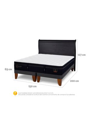 Imagen 2 del producto Cama Europea Super Premium 2 Plazas Base Dividida + Respaldo Miro Negro