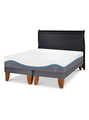 Cama Europea Alaska 2 Plazas Base Dividida + Respaldo Miro Negro
