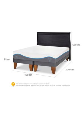 Imagen 2 del producto Cama Europea Alaska 2 Plazas Base Dividida + Respaldo Miro Negro
