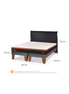 Imagen 2 del producto Cama Europea Bee Comfort 2 Plazas Base Dividida + Respaldo Miro Negro