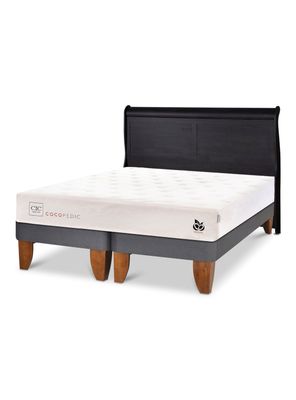 Cama Europea Cocopedic 2 Plazas Base Dividida + Respaldo Miro Negro