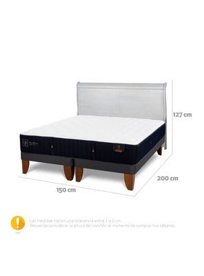 Imagen 2 del producto Cama Europea Premium 2 Plazas Base Dividida + Respaldo Miro Alpino