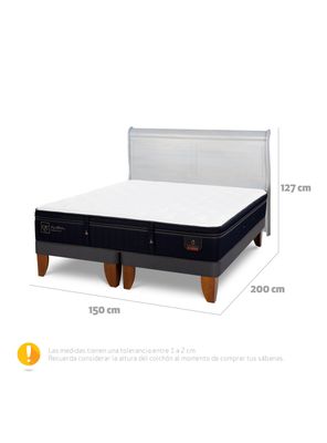 Imagen 2 del producto Cama Europea Super Premium 2 Plazas Base Dividida + Respaldo Miro Alpino