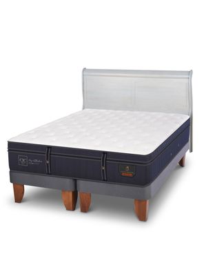 Cama Europea Grand Premium 2 Plazas Base Dividida + Respaldo Miro Alpino