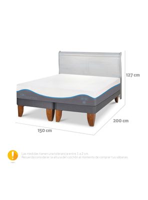 Imagen 2 del producto Cama Europea Alaska 2 Plazas Base Dividida + Respaldo Miro Alpino