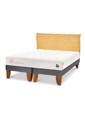 Cama Europea Cocopedic 2 Plazas Base Dividida + Respaldo Miro Mostaza