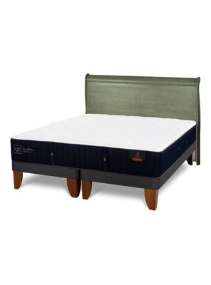 Cama Europea Premium 2 Plazas Base Dividida + Respaldo Miro Olivo