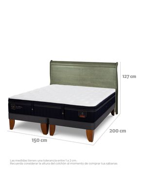 Imagen 2 del producto Cama Europea Super Premium 2 Plazas Base Dividida + Respaldo Miro Olivo