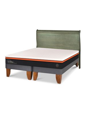 Cama Europea Bee Comfort 2 Plazas Base Dividida + Respaldo Miro Olivo
