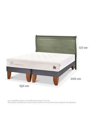 Imagen 2 del producto Cama Europea Cocopedic 2 Plazas Base Dividida + Respaldo Miro Olivo