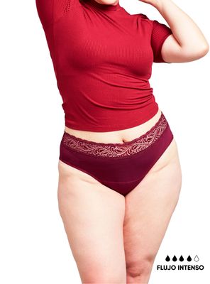 Calzón Menstrual High Waist Flujo Intenso Burdeos