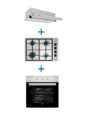 Kit Empotrable Horno Eléctrico HS445 + Encimera Gas HLX540 BUT + Campana TL 6310 INOX