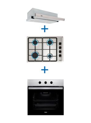 Kit Empotrable Horno Eléctrico HBB445 + Encimera Gas HLX-540 BUT + Campana TL 6310 INOX