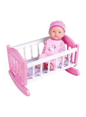 Mueñca de Cuerpo Duro 28 cm + Cunita