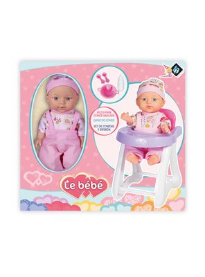Imagen 2 del producto Muñeca de Cuerpo Duro 28 cm + Sillita para Comer