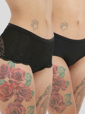 Pack 2 Pantaleta de Microfibra Lisa y Encaje