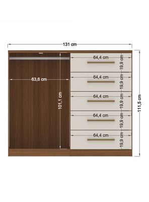 Imagen 2 del producto Cómoda Malaga 2 Puertas 5 Cajones