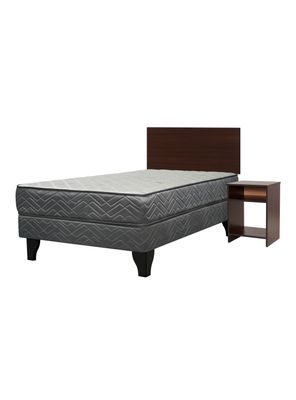 Cama Europea Apolo Black 1.5 Plazas + Set Muebles Castilla