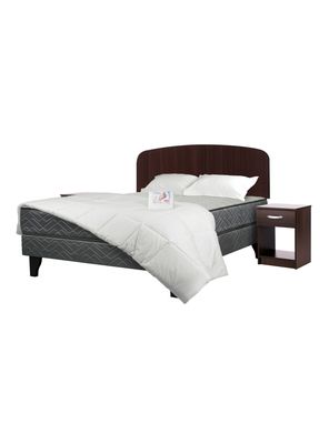 Cama Europea Apolo Black 2 Plazas + Set Muebles Asturias + Textil